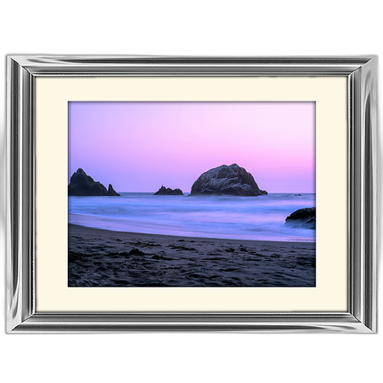 24X18 Custom Silver Metal Frame, Off-White Mat with Glass