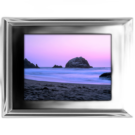 40x30 Custom Silver Metal Frame, Black Mat with Plexiglass