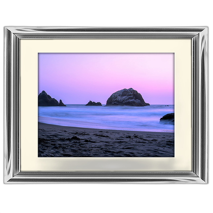 40x30 Custom Silver Metal Frame, Off-White Mat with Plexiglass