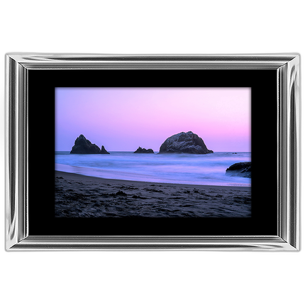 60x40 Custom Silver Metal Frame, Black Mat with Plexiglass