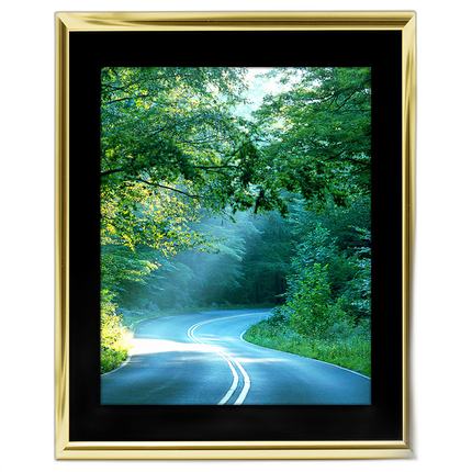 8x10 Custom Gold Metal Frame, Black Mat with Glass