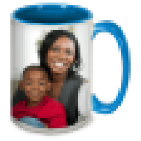 15 oz. Colorful Ceramic Light Blue Photo Mug 0