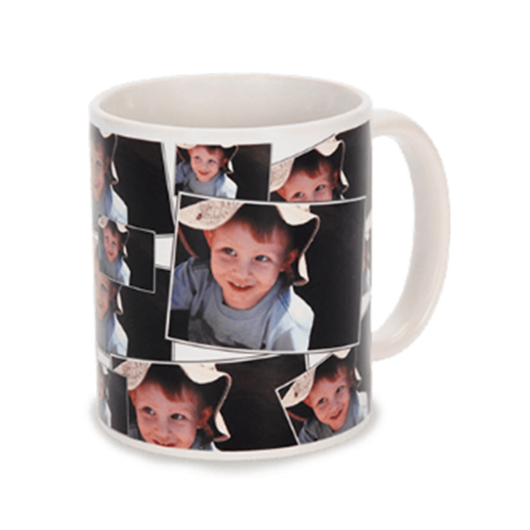 11 oz White Ceramic Tiled Photo Mug