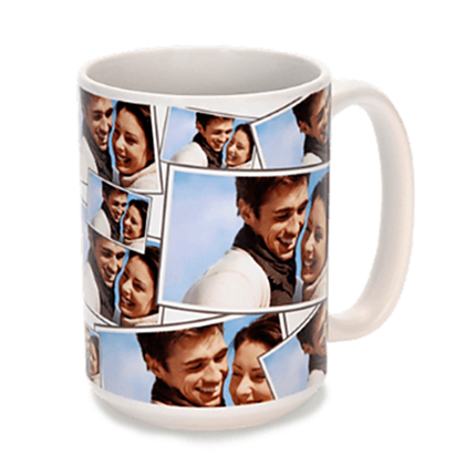 15 oz. White Ceramic Tiled Photo Mug