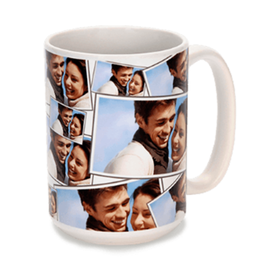 15 oz. White Ceramic Tiled Photo Mug