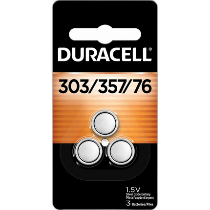 Duracell 3 Batteries Per Card D357/303 1.5V Silver Oxide Battery