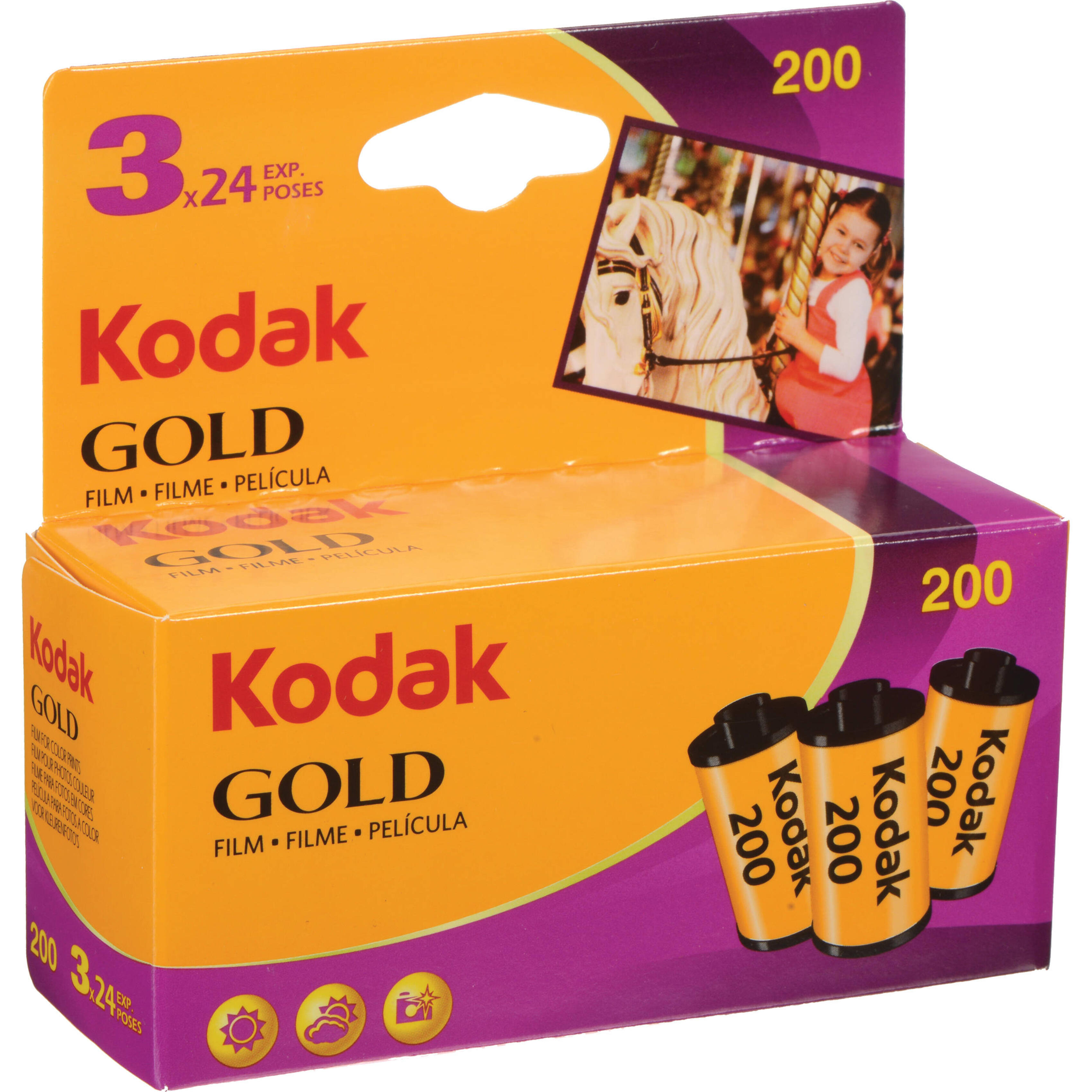 Kodak GB/GOLD 200 ASA Color Film (35mm, 24 Exposures) 3-PACK