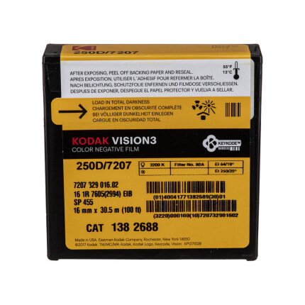 Kodak VISION3 250D Color Negative Film 7207 (16mm, 100ft Roll)
