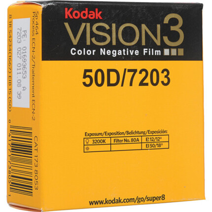 KODAK VISION3 50D Color Negative 7203 AHU (Super8 50FT) 1738053 ETA 9/8