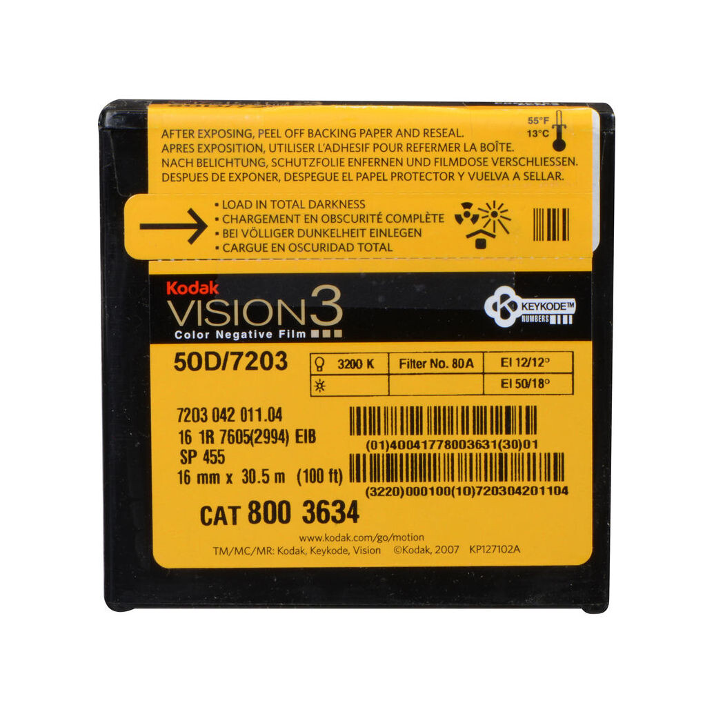 Kodak VISION3 50D Color Negative Film 7203 (16mm, 100ft Roll, Single Perf)