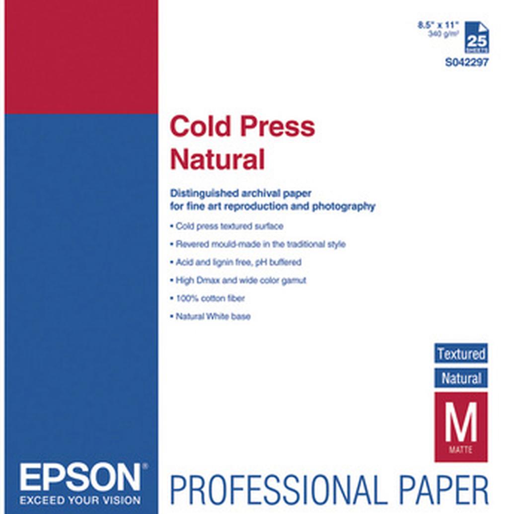Epson 8.5x11 In. Cold Press Natural Paper - 25 Sheets