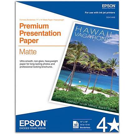 Epson 11x14 Borderless Heavyweight Matte Paper - 50 Sheets
