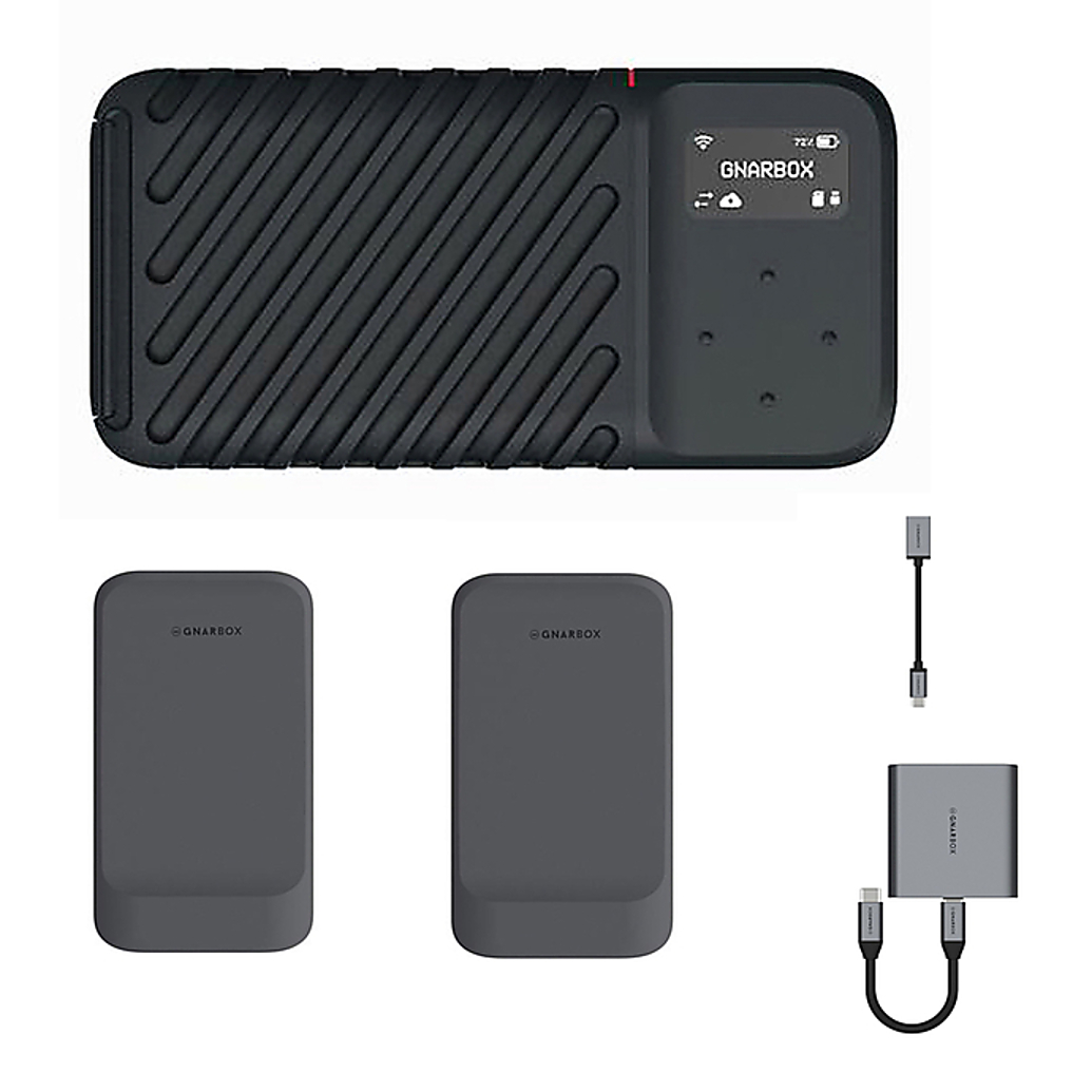 GNARBOX 2.0 SSD (1TB) Rugged Backup Device w/2x Batteries, CFast Reader,  and  D