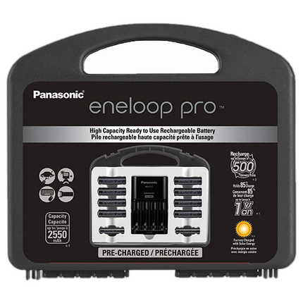Panasonic Eneloop Pro Deluxe Charger Kit w/ 8 Pro AA, 2 Pro AAA Batt, Case