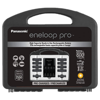 Panasonic Eneloop Pro Deluxe Charger Kit w/ 8 Pro AA, 2 Pro AAA Batt, Case 0
