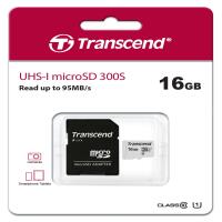 Transcend 16GB 300S UHS-I microSDHC Memory Card with SD Adapter 1