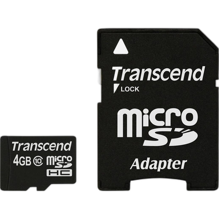 Transcend 4GB Class 10 Micro SD Memory Card with SD Adapter