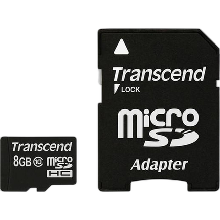 Transcend 8GB Class 10 Micro SDHC Memory Card with SD Adapter