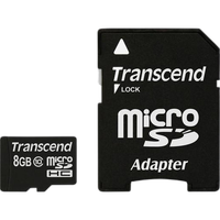 Transcend 8GB Class 10 Micro SDHC Memory Card with SD Adapter 0