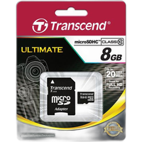 Transcend 8GB Class 10 Micro SDHC Memory Card with SD Adapter 1