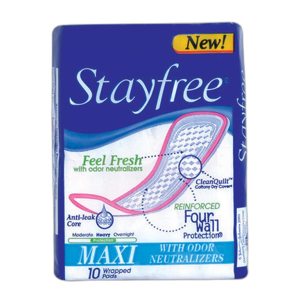 Stayfree Maxi-Pads 10pk (Can be Super or Regular depending on shipment)