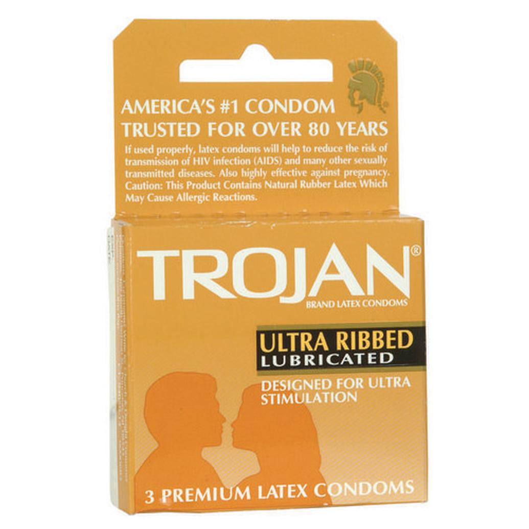 Trojan Condoms 3pk Brown Ultra-Ribbed Lubricated