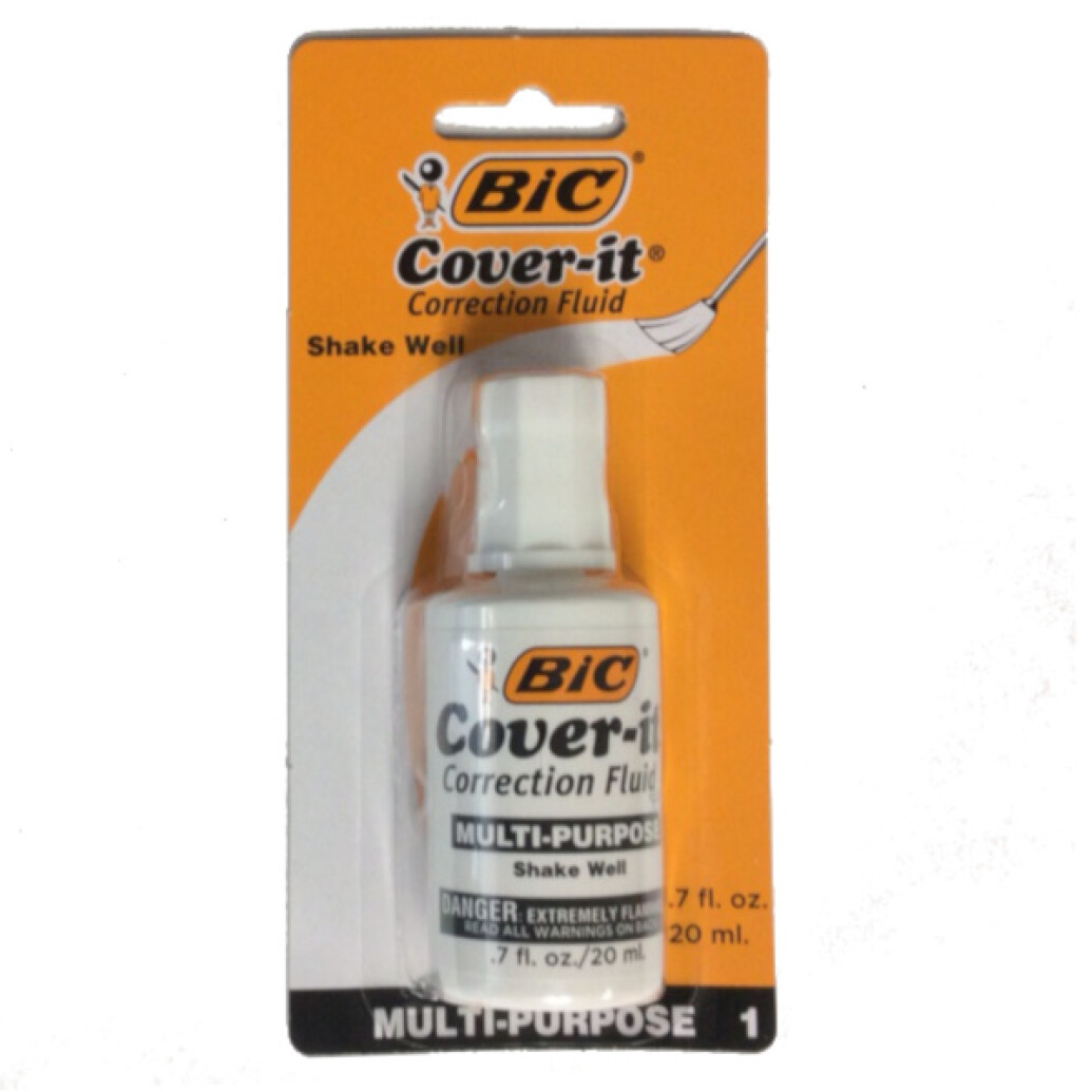 Bic Correction Fluid Cover-It .7oz/20ml Bristle Brush Applc (aka Wite-Out)