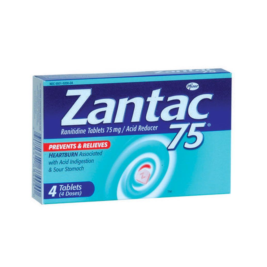 Zantac 75 4ct Tablets For Heartburn and Acid Indigestion Relief