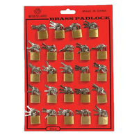 Brass Mini Padlocks 20mm 24ct on a Card 0
