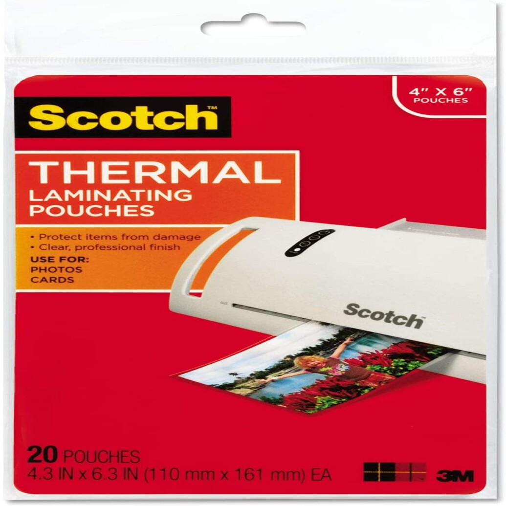 Scotch TP5900-20 Thermal Laminating Pouches (20 Pouches, Up to 4x6in)