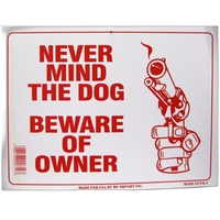 Signs 12pk Never Mind the Dog, Beware The Owner 9in x 12in Plastic 0