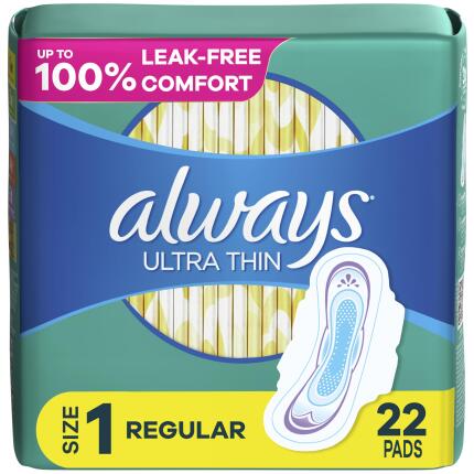 Always Ultra Thin 22ct Size 1 Regular w/Wings