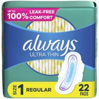 Always Ultra Thin 22ct Size 1 Regular w/Wings 0