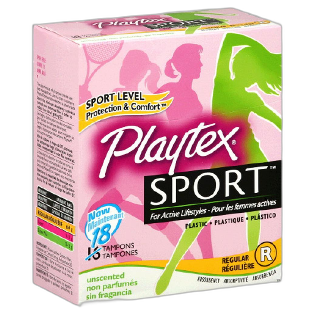 Playtex Sport Tampons 18ct Regular Unscented Unique Contour Applicator