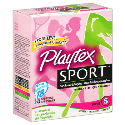 Playtex Sport Tampons 18ct Super Unscented Unique Contour Applicator