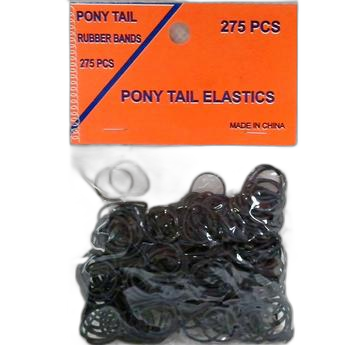 Pony Tail Rubber Bands 275ct on a Hangable Card (Black)