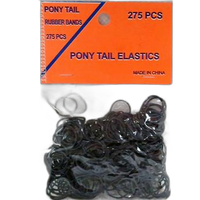 Pony Tail Rubber Bands 275ct on a Hangable Card (Black) 0