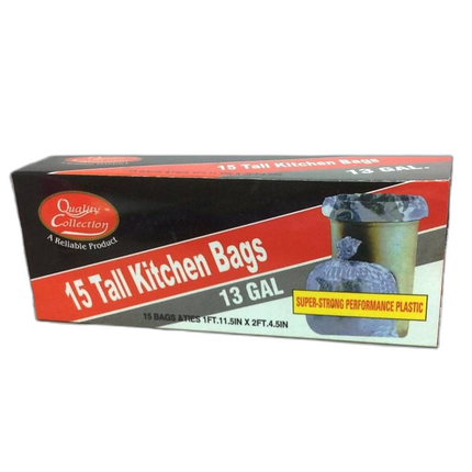 Kitchen Trash Bags 13gal 15ct Trash Bags w/Ties (Generic Brand)