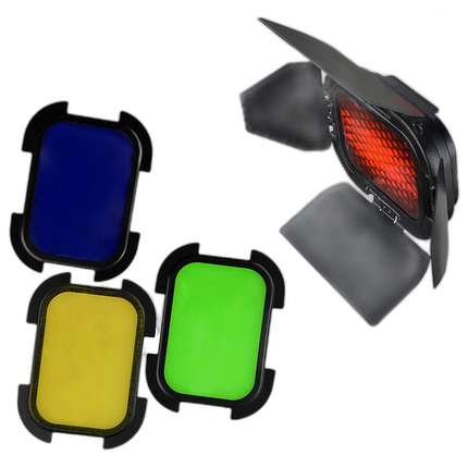 Godox Barndoor Kit with 4 Color Gels for AD200 Speedlight Head
