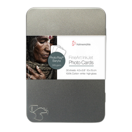 Hahnemuehle Photo Rag Baryta 4x6 - 30 Sheets w/ rounded edges, in tin box