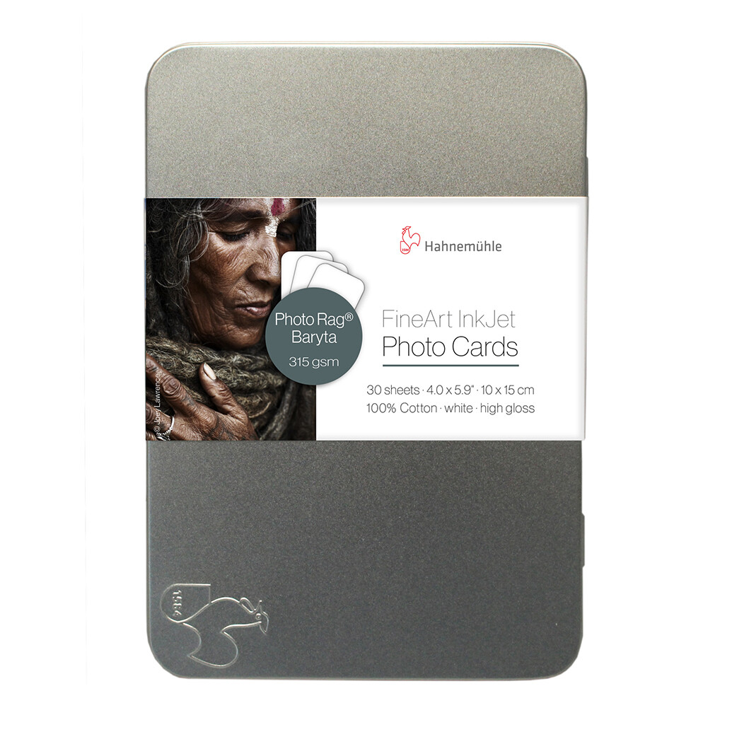 Hahnemuehle Photo Rag Baryta 4x6 - 30 Sheets w/ rounded edges, in tin box