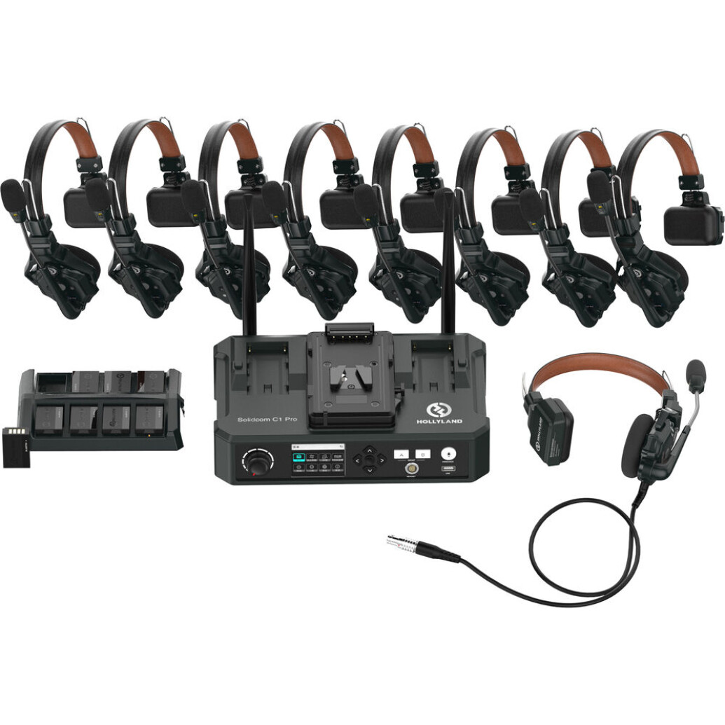 Hollyland Solidcom C1 Pro Full Duplex Wireless System w/ 8 headsets and Hub