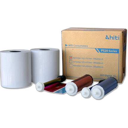 HiTi 4x6 Media for P520/525 Printer (500 sheets/roll, 2 rolls/carton)