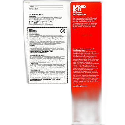 Ilford ID-11 Film Developer (Powder) for Black and White Film - Makes 5 Liters