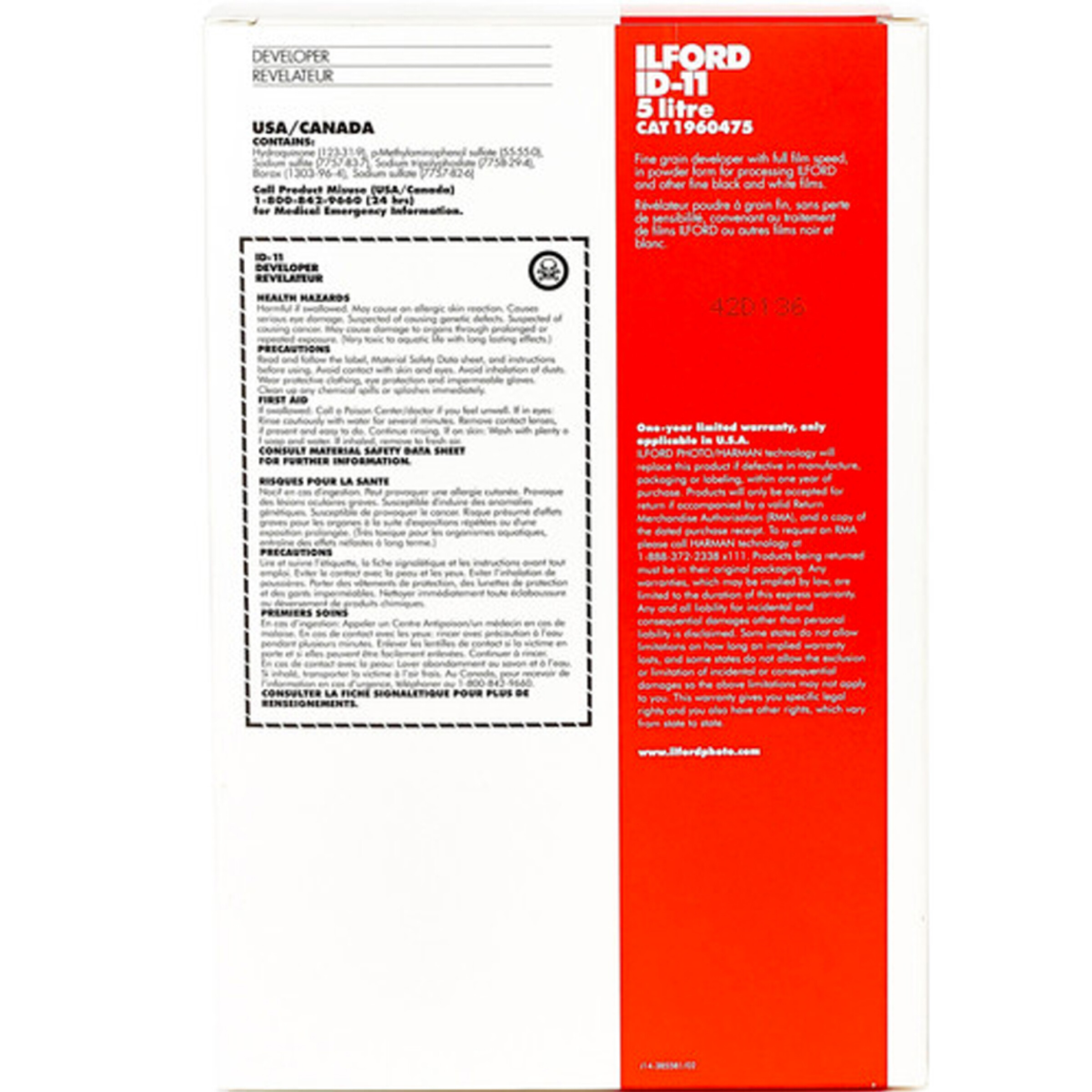 Ilford ID-11 Film Developer (Powder) for Black and White Film - Makes 5 Liters