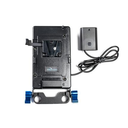 IndiPRO Tools V-Mount Plate with NP-FZ100 Dummy Battery and 15mm Rod Clamps