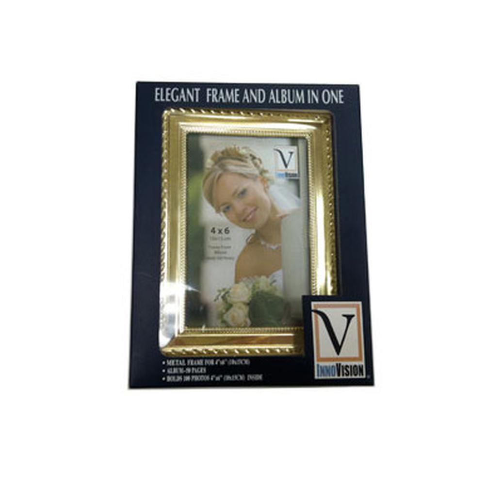 Innovision 4X6 Frame Front Album Gold w Rope Design