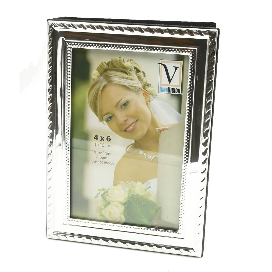Innovision 4X6 Frame Front Album Silver w Rope Design