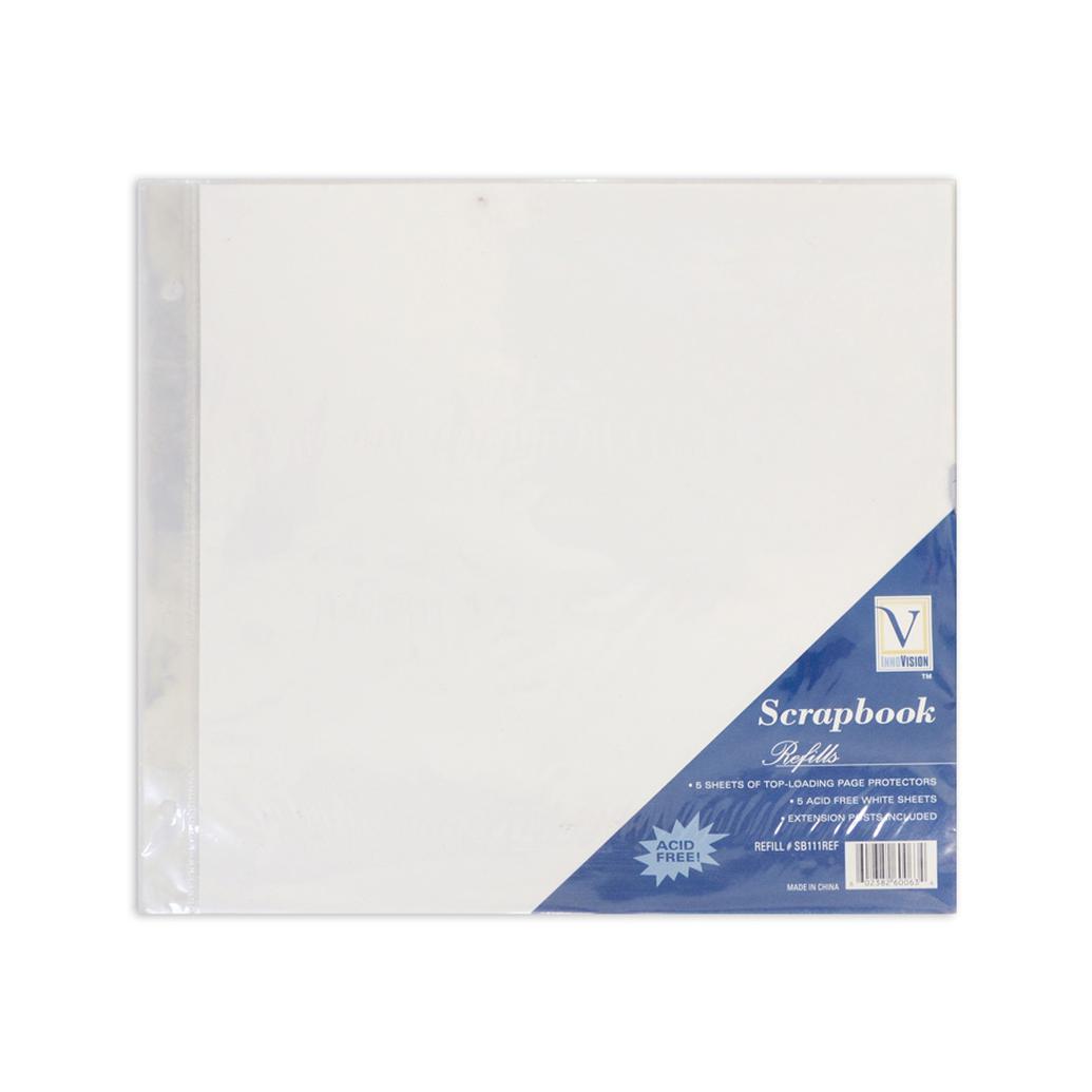 Scrapbook Top Loading Refill Pages (5 12x12 pages + extra posts) - White