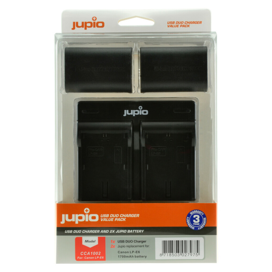 Jupio Value Pack: 2x Battery LP-E6 1700mAh + USB Dual Charger
